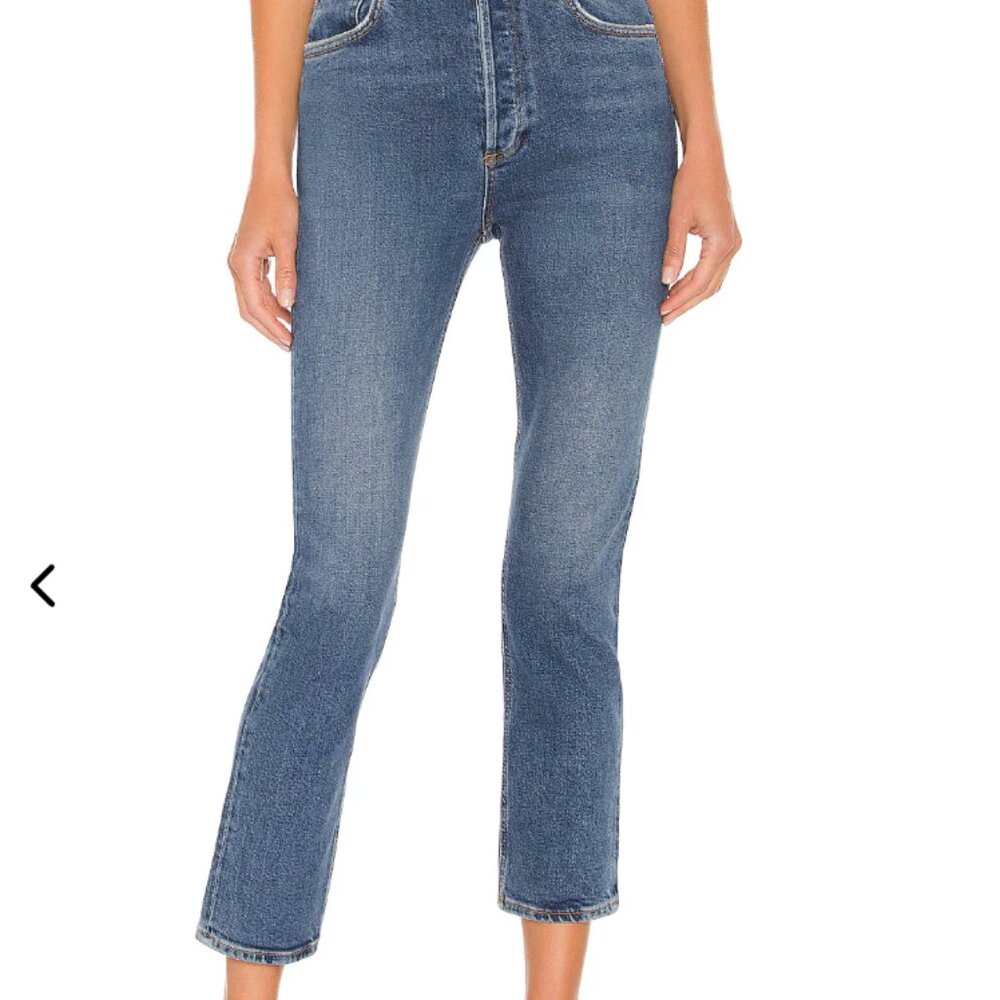 NWT AGOLDE Riley High Rise Straight Crop Jeans, Sz 25